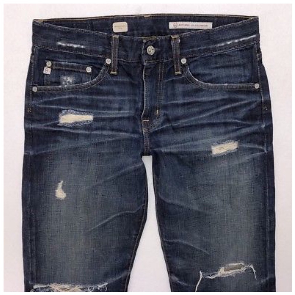 CCO💲⬇️ AG Ex-Boyfriend Crop Destroyed Jeans - Picture 2 of 6